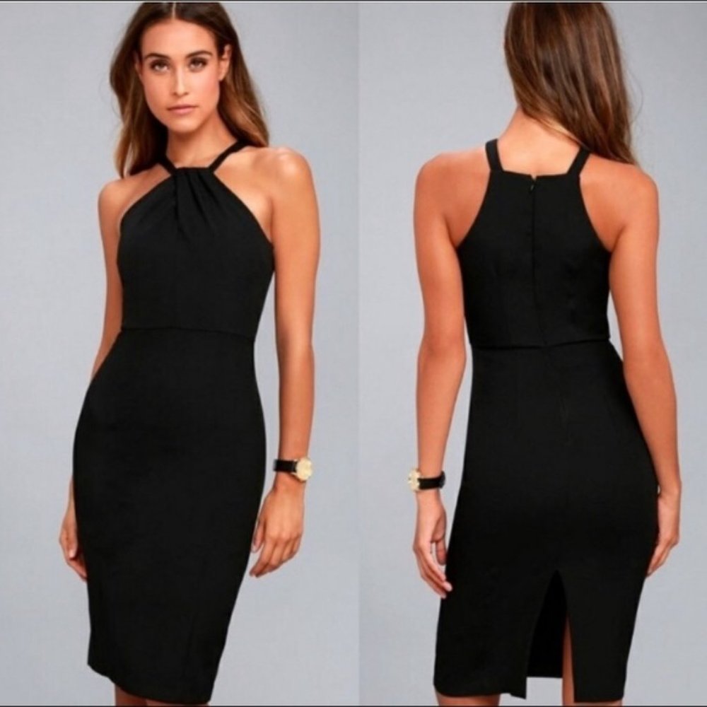Lulus Be My Baby Black Bodycon Midi Dress - Small
